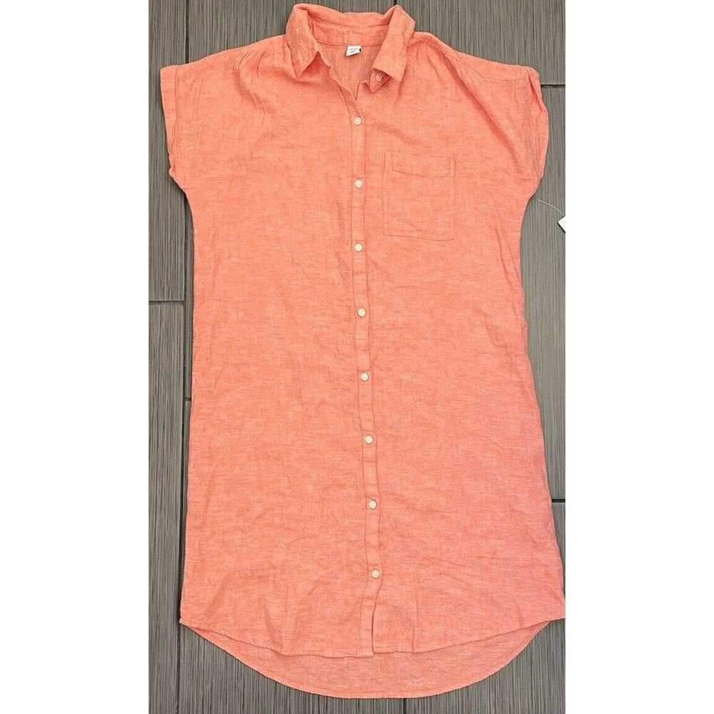 Old Navy Linen-Blend Button Down Shirt Coral Dress Size XS NWT